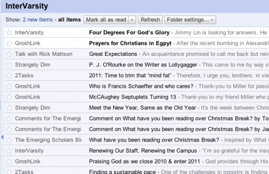 Google Reader - InterVarsity Folder