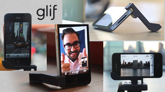 A montage of pictures of the Glif in use