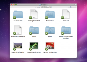 Screenshot of a Mac Dropbox folder all synchronized