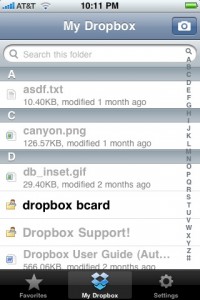 Screenshot of a Dropbox iPhone account