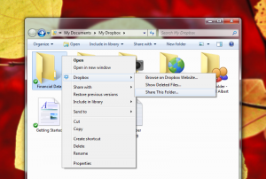 A screenshot of a user sharing a folder using Dropbox